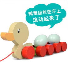 宝宝拖拉玩具 拖拉玩具车儿童拉线拉着走的玩具宝宝手拉拉绳小狗拉线拉车学步车 小鸭拖蛋
