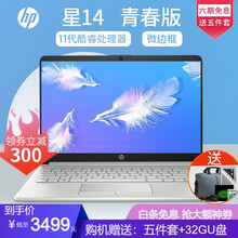 惠普（HP）星系列青春版 超轻薄便携 窄边框商务办公学生游戏笔记本电脑 优雅银 星14青春版【酷睿i3-1115G4】 配置一：8G内存/256G固态