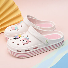 洞洞鞋女夏软底孕妇拖鞋外穿防滑包头室厚底沙滩可爱护士凉鞋 白色 35