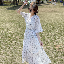 小兀 孕妇装夏装孕妇裙夏季夏天外穿孕妇连衣裙宽松大码碎花孕妇裙子孕妈装 白色 M