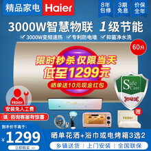 海尔电热水器 储水式热水器 大功率变频速热 一级节能 抑垢净水 无缝内胆不漏水 手机智控海尔电热水器 3000W标准版-60升【抑垢净水+智慧物联】 【内胆抑垢免清洗+金刚无缝内胆+智慧物联】