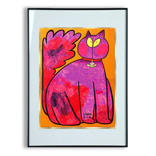 维格列艺术 姚文爽 原作版画《猫的UFO铃铛》现代简约艺术品挂画空间装饰画家居搭配挂画