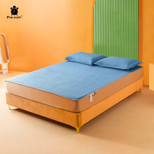 POKALEN泰国冰丝乳胶凉席三件套  原装进口家用空调软席夏凉席子 可折叠水洗乳胶床垫搭档 静谧蓝 180*200cm