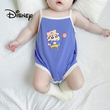 迪士尼（Disney）婴儿连体衣夏装哈衣薄款宝宝背心包屁季吊带睡衣空调服 莫代尔吊带蜡笔小新包屁 紫色 73cm