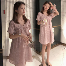 凯琳卡洛儿 孕妇装夏装孕妇裙夏季夏天外穿孕妇连衣裙宽松大码孕妇裙子孕妈装 粉红色 M