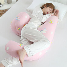 迪士尼（Disney）同款孕妇枕头护腰枕侧卧枕u型侧睡枕夹腿睡觉托腹抱枕怀孕期用品夏季 H型可拆洗-精梳纯棉-彩虹独角兽