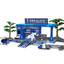 成乐美 加油站场景合金车工程消防军事赛车警车模型男孩儿童玩具 警察加油站场景 CLM-95577-21