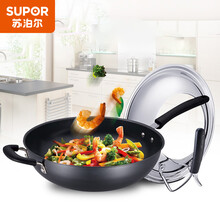 苏泊尔SUPOR 32cm真不锈无涂层可立盖健康铁锅炒菜锅EC1232F03