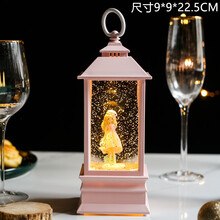 520风灯飘下雪花水晶球音乐盒旋转跳芭蕾舞配女孩八音盒生日礼物 粉红色 可爱女孩