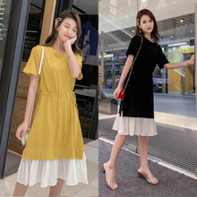 凯琳卡洛儿 孕妇装夏装孕妇裙夏季夏天外穿孕妇连衣裙宽松大码孕妇裙子孕妈装 黄色 M