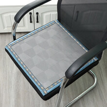 冰丝坐垫办公室 夏季冰丝坐垫办公室夏天透气防滑椅子垫学生凳子久坐凉垫座垫屁垫 浅灰格纹-冰丝-【衬底防滑】 45x45cm