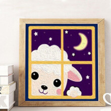 数字油画手工diy儿童油彩画填色小尺寸涂色填充水彩画画装饰 小绵羊 20cm*20cm绷好加厚实木内框整套 实木内框-