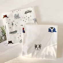 巴仔兔夏秋新生婴儿抱被产房包巾裹布初生宝宝包被四季薄防惊跳包单 2条装纯棉裹布 城堡+狗狗 82x82cm