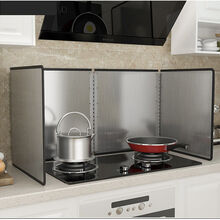 欧曼丽莎  304不锈钢挡油板厨房电磁炉煤气灶台防油溅耐高温加厚遮挡板 高40*长80*深40四折【一体】