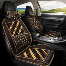 新款汽车坐垫夏季木珠凉垫冰垫 车用带腰靠背座垫透气冰丝防滑四季通用坐垫凉席座椅 豪华版-[单座]咖色双条(搭配头枕) 奥迪a6l a4l Q5Lq3Q7 A3A7A8L