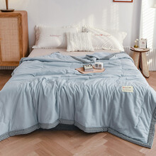 洁丽雅被子春秋被夏季被芯单人双人通用棉被儿童空调被夏凉被 【纯色款】浅兰 150cmx200cm