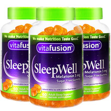 改善睡眠vitafusion褪黑素软糖sleepwell成人中老年男女失眠倒时差保健品美国进口助睡眠 【3瓶】vitafusion褪黑素 60粒/瓶