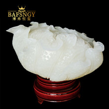 博弗恒玺 玉石白菜摆件天然阿富汗玉纯手工雕刻家居客厅书房玄关摆式办公室摆设招财装饰品送朋友 阿富汗玉百财归来