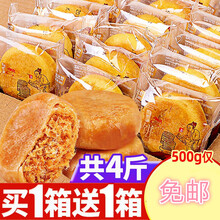 肉松饼面包整箱网红好吃的排行榜休闲食品绿豆心零食小吃 原味肉松饼500g+手撕面包500g