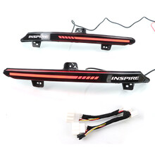 适用于本田18款十代雅阁LED刹车灯 英斯派雾灯改装流光转向后杠灯 英斯派熏黑款 行车常亮+流光转向+刹车高亮 一套价 对装