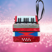 送教材8贝司17键儿童初学手风琴实木非塑料品 音乐早教玩具宝宝 红色