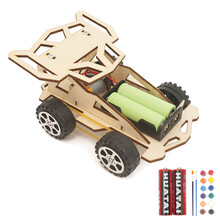 科技小制作小发明组装中学生小学生创意发明作品手工材料自制电动马达玩具汽车 小赛车+电池+涂色颜料