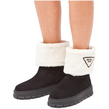 普拉达 PRADA 女士 麂皮短靴 1T502M-JFT-F0889-F-ZF45 黑色/棕褐色 36