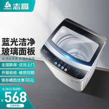 志高（CHIGO）全自动洗衣机 大容量波轮洗涤智能洗护脱水一体机 家用宿舍洗衣机 带蓝光风干功能 8.2公斤玻璃款【蓝光洗护+智能风干+强动力电机】