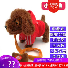 迷铭乐 会说话的玩具儿童女孩电动毛绒玩具狗牵绳走路仿真小狗会唱歌学说话的泰迪狗狗 红泰迪(会说话120首歌扭屁屁) 普通电池4节+螺丝刀