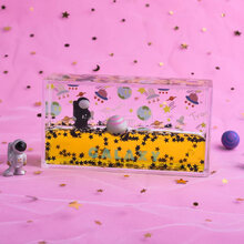 不倒翁玩具 宇航员太空人液体流沙不倒翁创意摆件减解压玩具带同学男女生朋友 【黑色】太空人 长形摆件