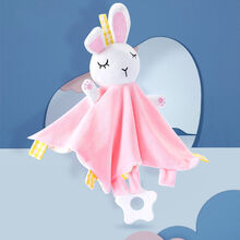 【希望宝宝】安抚巾婴儿可入口宝宝睡觉神器新生儿玩偶0-1岁手偶睡眠毛绒玩具 开心兔粉色(牙胶+响纸+响铃)