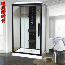 FDIK 长方形整体淋浴房浴室家用一体式钢化玻璃沐浴房卫生间隔断封闭式 单开门120*80低盆高配款  暖风 不含蒸汽