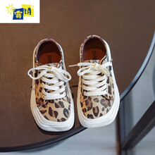 雾绡轻奢品牌儿童帆布鞋夏季新品女童板鞋夏天新款儿童软底格子帆布鞋男童中大童休闲鞋子F16 豹纹 36