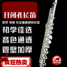 长笛乐器镀银镀镍16键闭孔C调E键初学者入门儿童成人演奏考级 森德-镀银长笛17开闭孔SND-DT510型