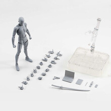 木头人体模型绘画关节人偶人形可动艺术品木偶人调动木偶画室素描 豪华版男性灰色S 中号