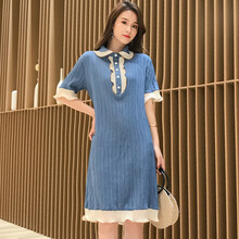 凯琳卡洛儿 孕妇装夏装孕妇裙夏季夏天外穿孕妇连衣裙宽松大码孕妇裙子孕妈装 深蓝色 XL