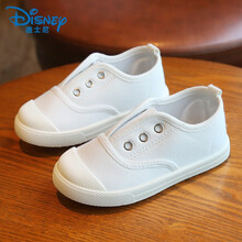 迪士尼21新款儿童帆布鞋女童鞋小白鞋男童小童休闲室内鞋软底宝宝鞋子1~9岁 白色Z39 29码内长18CM
