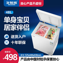 北极熊（BEIJIXIONG）铜管冰柜商用大容量家用冷柜冷藏冷冻卧式节能卧式全国联保小冷柜 双温48升（大冷冻小冷藏）单门加厚节能