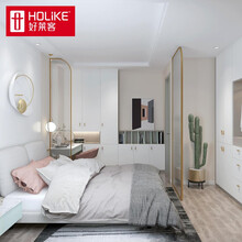 好莱客 卧室定制 现代简约大衣柜连体书柜梳妆台储物柜色彩掩门 全屋家具定做 慕情萨琪玛系列 预付订金