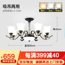 鑫灿 客厅吊灯欧式水晶灯卧室美式家用客厅灯现代简约大气北欧餐厅灯具 8头配送LED三色光