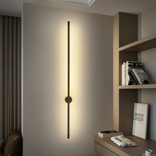 艺歌（yige）北欧卧室床头灯简约现代过道客厅背景墙线条灯饰极简创意长条壁灯 黑色短款60cm暖光