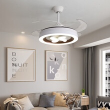 梵帝登 后现代简约北欧式客厅灯扇一体隐形变频简欧带电风扇灯吊扇卧室书房间遥控led餐厅歺厅饭厅灯饰 A款42寸-48*H43cm-72W三色-六档调风