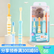 利其尔（richell）牙刷 婴儿牙刷 婴儿训练牙刷 儿童牙刷 柔软刷毛 口腔清洁训练牙刷 T.L.I乳齿清洁牙刷组合（8个月以上用）