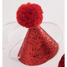 vieruodis 狗狗领结猫咪领带泰迪生日帽蝴蝶结宝宝派对 大红帽子