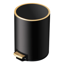 欧润哲 垃圾桶 8L不锈钢静音黑金色带盖垃圾篓 轻奢风高档翻盖家用客厅卫生桶 内外双桶