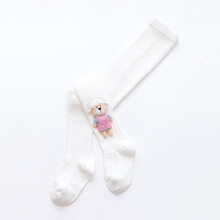 2020年秋季新款儿童连裤袜精梳棉女童九分裤可爱生肖配饰宝宝裤袜 白色 S(建议0-3岁)