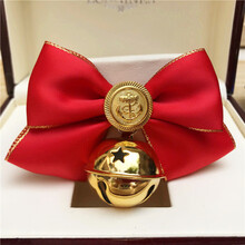 豆乐奇狗铃铛项圈宠物领结领带蝴蝶结项链猫咪狗狗小中大型犬狗领结 红色+三星金玲 S