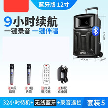 先科A60广场舞音响户外拉杆12吋便携式移动大功率播放器带无线话筒室外K歌家用蓝牙重低音炮手提演出音 12寸蓝牙版【2支无线话筒】