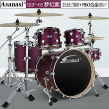 Asanasi架子鼓成人儿童初学练习5鼓34镲入门考级专业演奏鼓 梦幻紫5鼓4镲+R80青铜镲片+Remo鼓皮