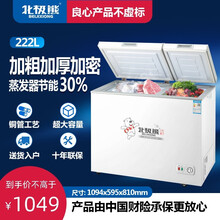 北极熊（BEIJIXIONG)家用小型冰柜冷冻冷藏卧式节能大容量全国联保迷你保鲜小冷柜 双温222升（大冷冻小冷藏）铜管工艺